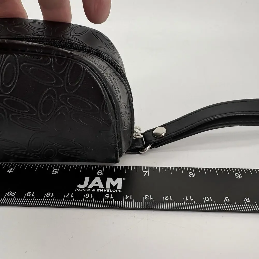 Oakley Sunglass Case Black Zipper Around Soft Shell Leather‎ Pouch All Over Logo